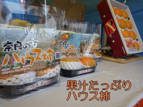 奈良のハウス柿と書かれたビニール袋に入っている販売予定の柿の写真